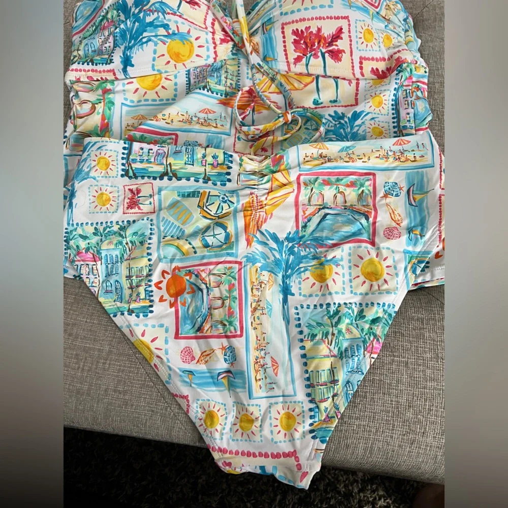 Colorful Print Women's tankini Set - Picture 2 of 5